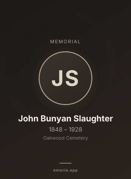 Memorial portrait of John Bunyan Slaughter