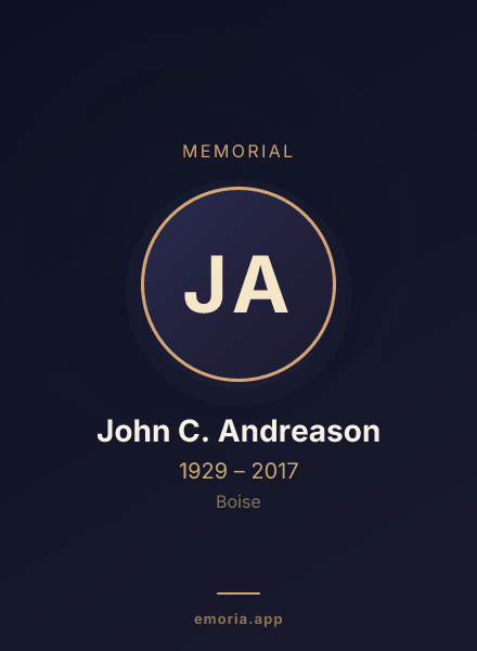 Memorial portrait of John C. Andreason