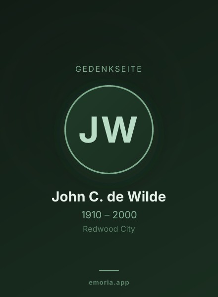 Gedenkportrait von John C. de Wilde