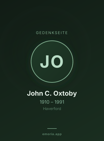 Gedenkportrait von John C. Oxtoby