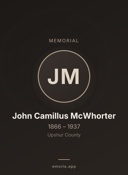 Memorial portrait of John Camillus McWhorter