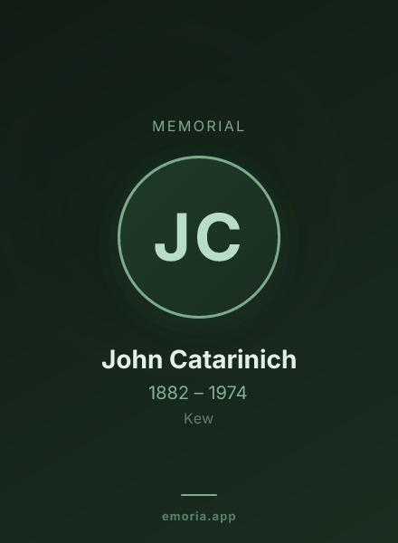 Memorial portrait of John Catarinich