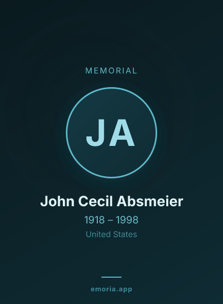 Memorial portrait of John Cecil Absmeier