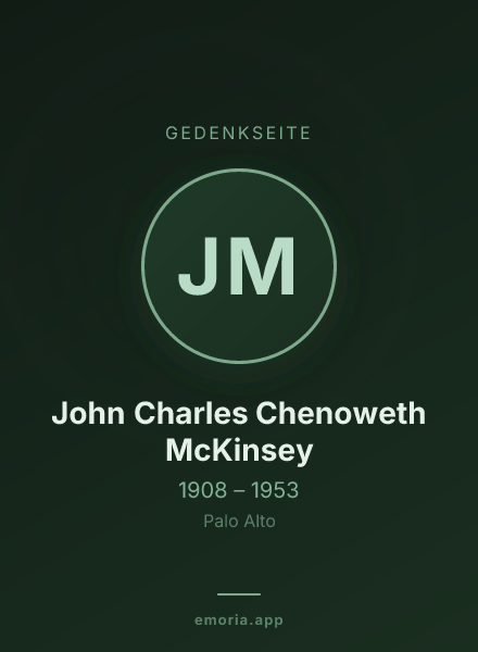 Gedenkportrait von John Charles Chenoweth McKinsey