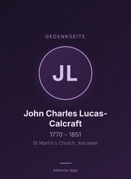 Gedenkportrait von John Charles Lucas-Calcraft