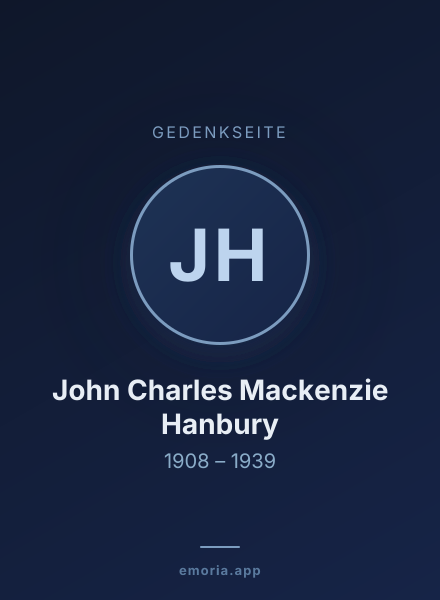Gedenkportrait von John Charles Mackenzie Hanbury