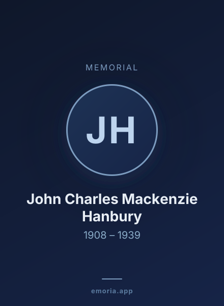 Memorial portrait of John Charles Mackenzie Hanbury