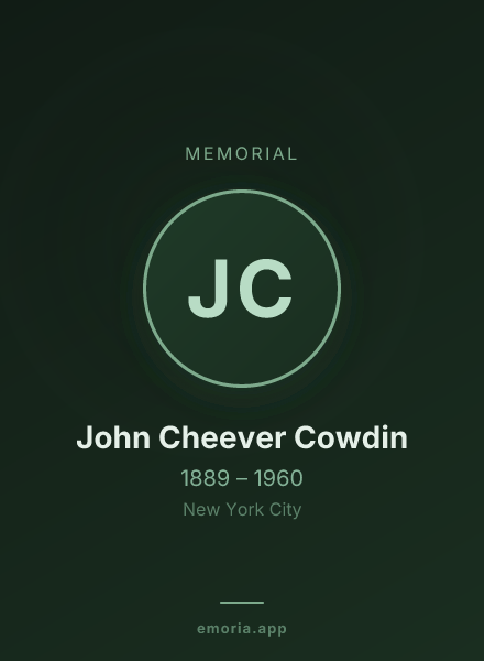 Memorial portrait of John Cheever Cowdin
