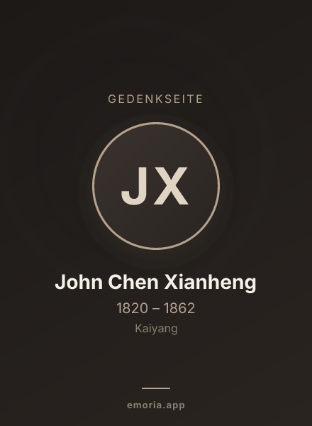 Gedenkportrait von John Chen Xianheng