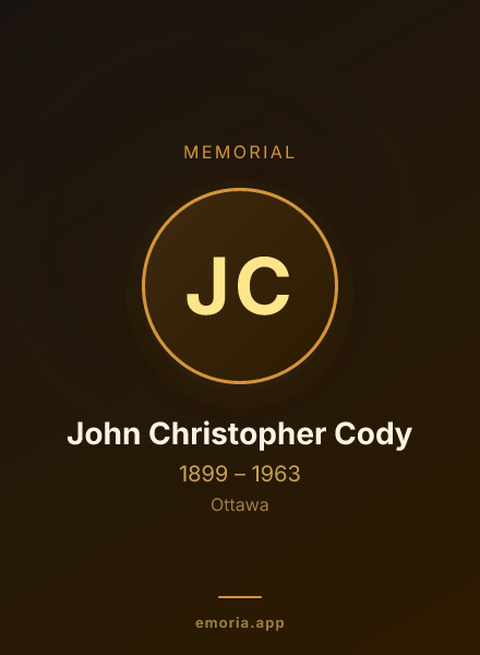 Memorial portrait of John Christopher Cody