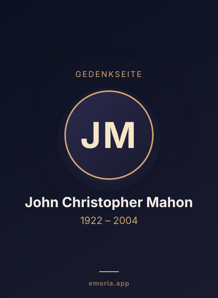 Gedenkportrait von John Christopher Mahon