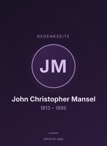 Gedenkportrait von John Christopher Mansel