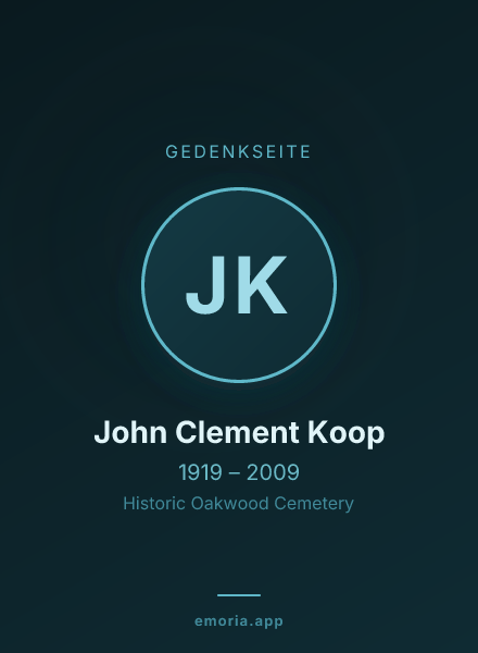Gedenkportrait von John Clement Koop