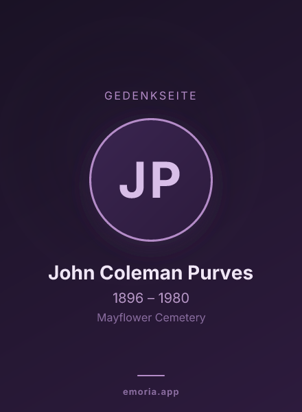 Gedenkportrait von John Coleman Purves