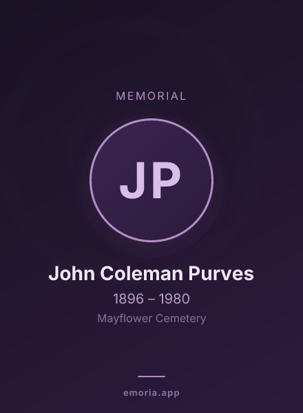 Memorial portrait of John Coleman Purves
