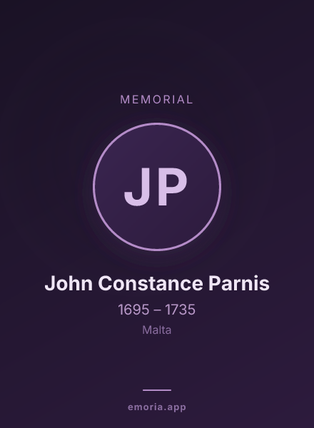 Memorial portrait of John Constance Parnis