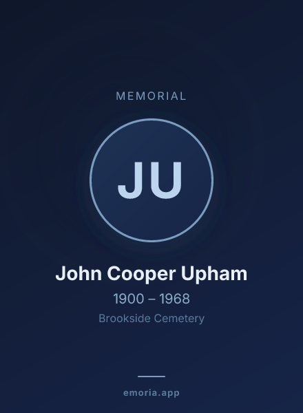 Memorial portrait of John Cooper Upham