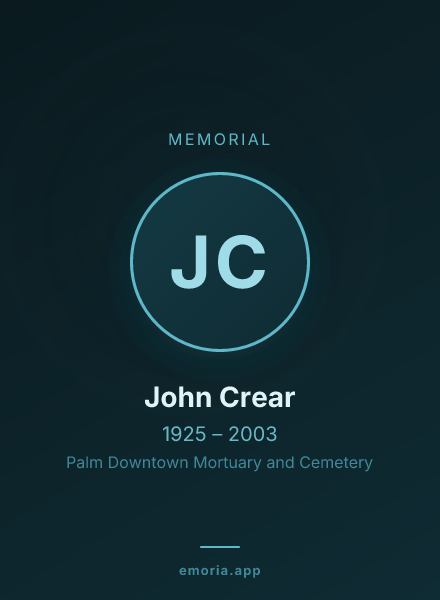 Memorial portrait of John Crear