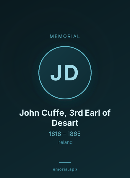 Memorial portrait of John Cuffe, 3rd Earl of Desart