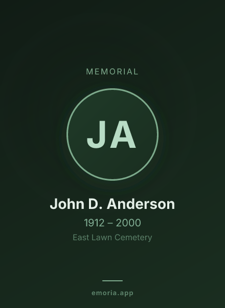 Memorial portrait of John D. Anderson