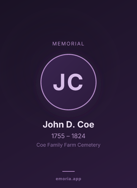 Memorial portrait of John D. Coe