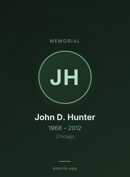 Memorial portrait of John D. Hunter