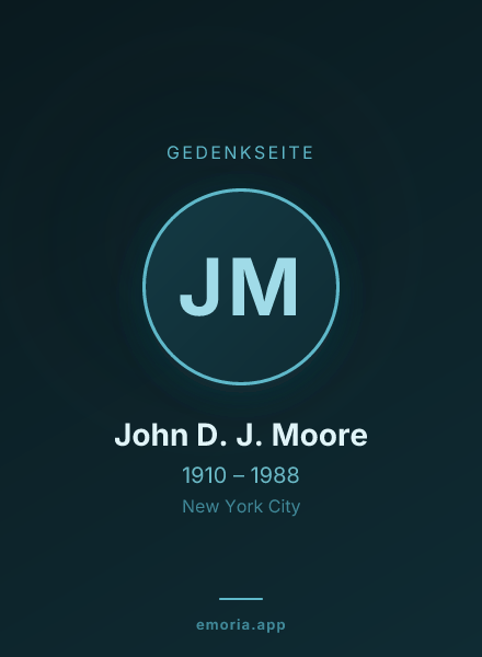 Gedenkportrait von John D. J. Moore