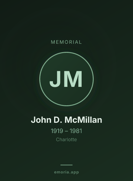 Memorial portrait of John D. McMillan