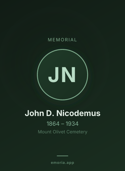 Memorial portrait of John D. Nicodemus