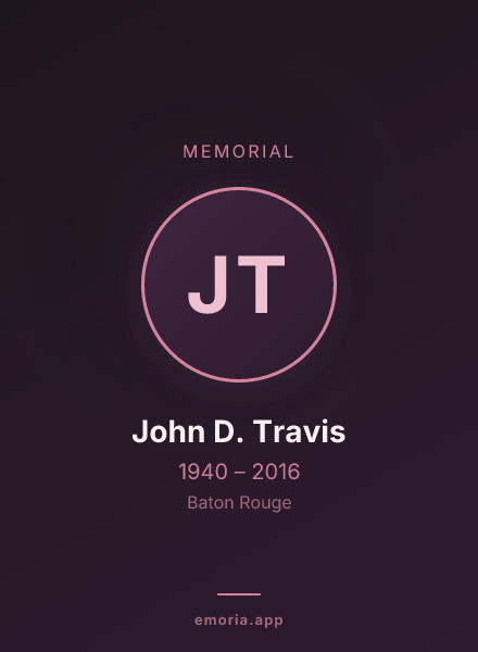 Memorial portrait of John D. Travis