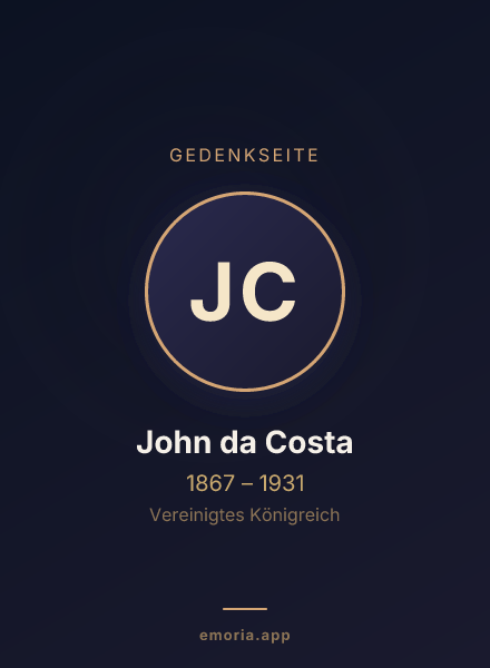 Gedenkportrait von John da Costa