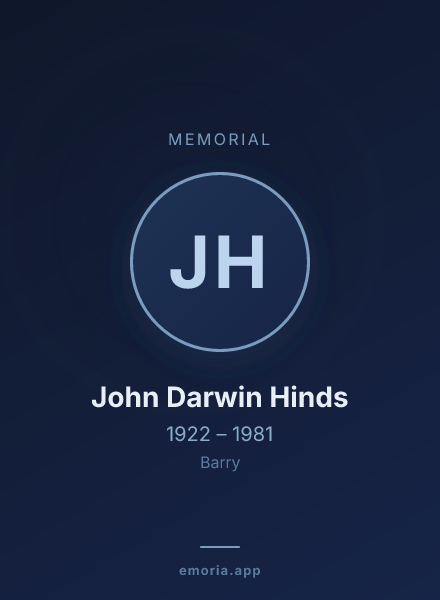 Memorial portrait of John Darwin Hinds
