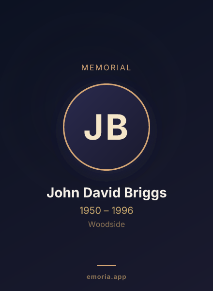 Memorial portrait of John David Briggs