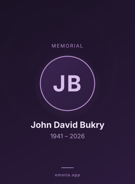 Memorial portrait of John David Bukry