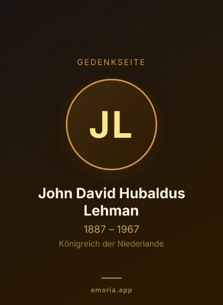 Gedenkportrait von John David Hubaldus Lehman
