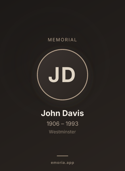 Memorial portrait of John Davis