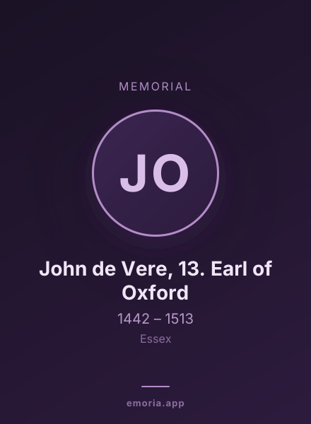 Memorial portrait of John de Vere, 13. Earl of Oxford