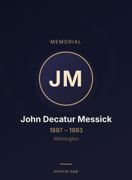 Memorial portrait of John Decatur Messick