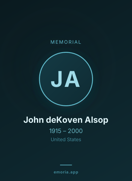 Memorial portrait of John deKoven Alsop