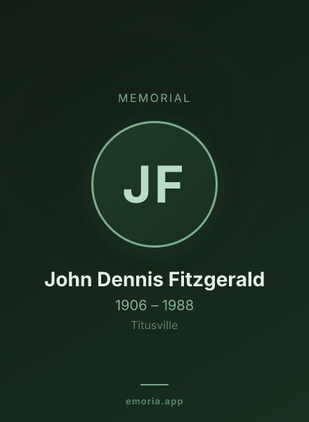 Memorial portrait of John Dennis Fitzgerald