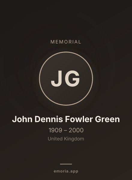 Memorial portrait of John Dennis Fowler Green