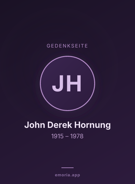 Gedenkportrait von John Derek Hornung