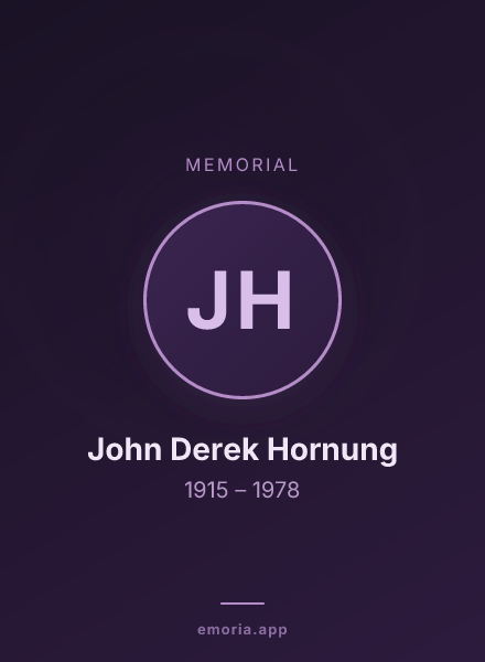 Memorial portrait of John Derek Hornung