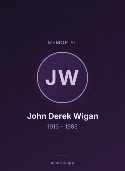 Memorial portrait of John Derek Wigan