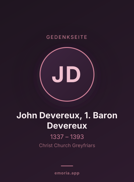 Gedenkportrait von John Devereux, 1. Baron Devereux