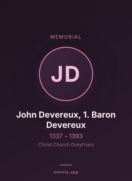 Memorial portrait of John Devereux, 1. Baron Devereux