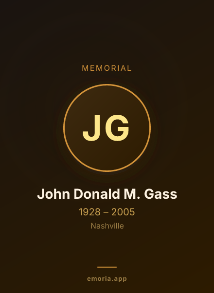 Memorial portrait of John Donald M. Gass