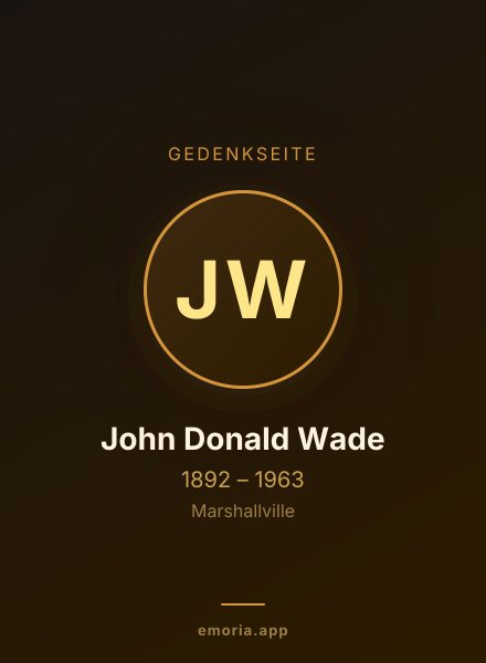 Gedenkportrait von John Donald Wade