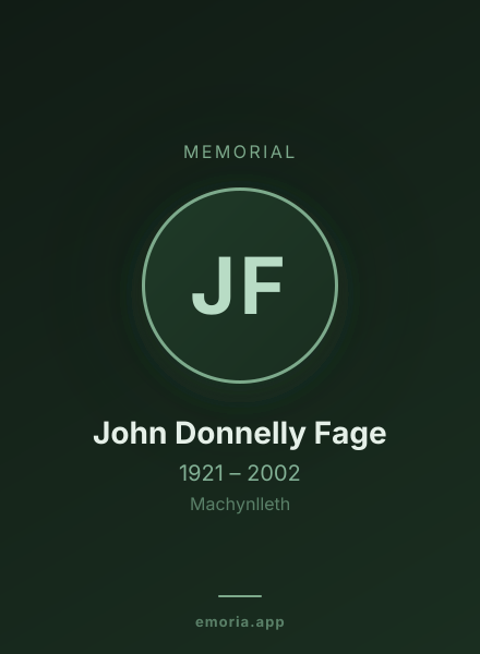 Memorial portrait of John Donnelly Fage