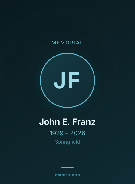 Memorial portrait of John E. Franz